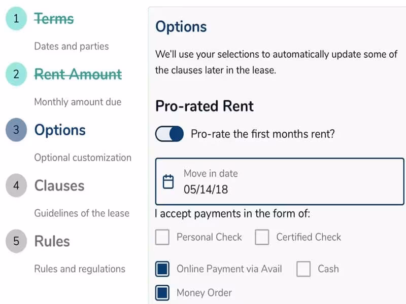Avail Rental Lease Customization
