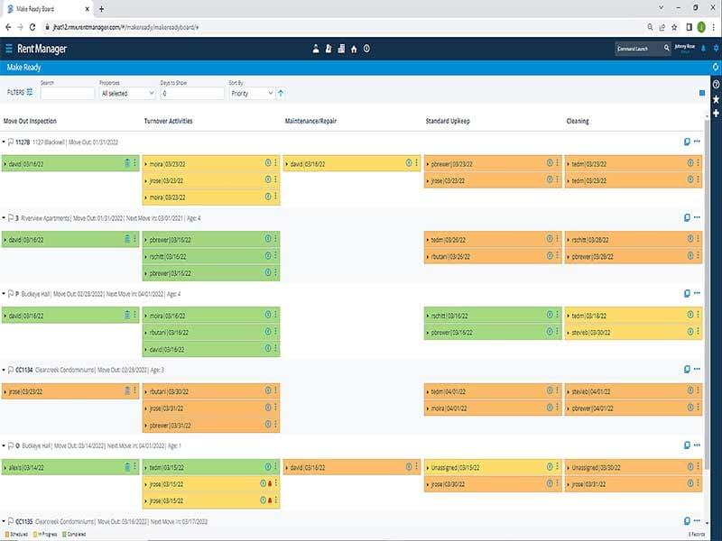 Rent Manager Make Ready board