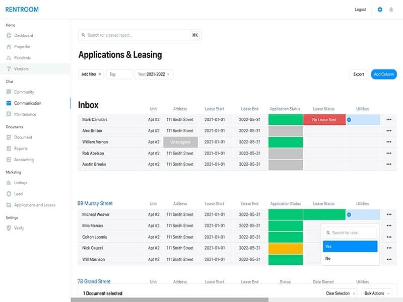 Rentroom Applications and Leasing