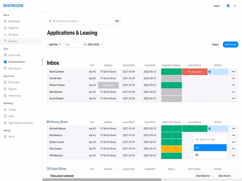 Rentroom Applications and Leasing