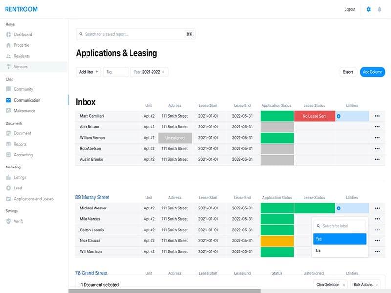Rentroom Applications and Leasing