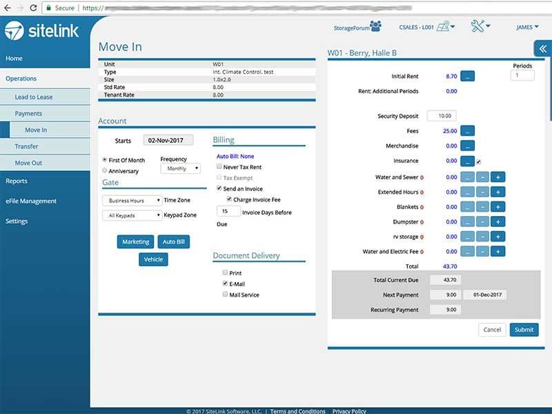 SiteLink-Web Accounts and Billing