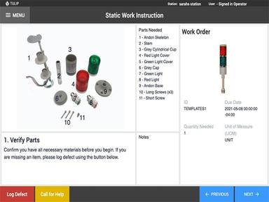 Tulip Static Work Instruction