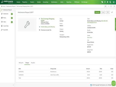 Online maintenance requests submitted by tenants