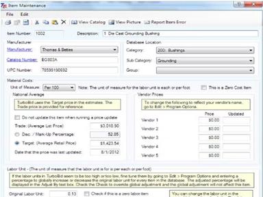 Vendor Pricing Updates