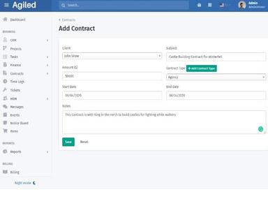 Agiled Software add contract