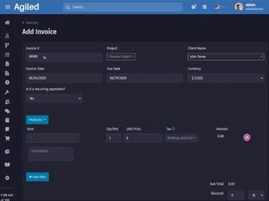 Agiled Software add invoice