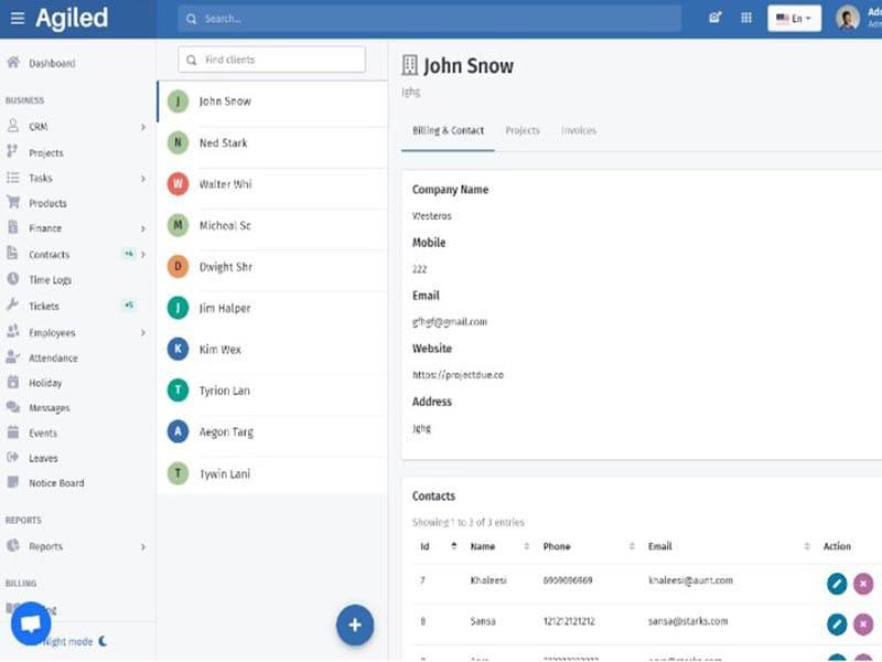 Agiled Software client details