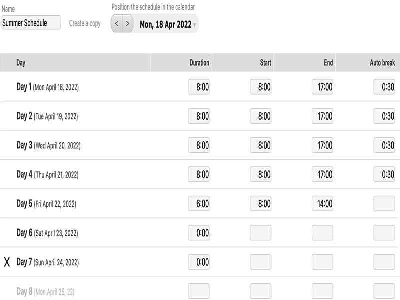 Beebole Create And Assign Work Schedules With Details
