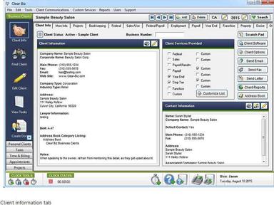 Clear Biz Client Information Tab