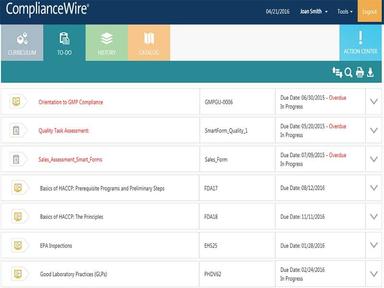 ComplianceWire Learner To Do Page