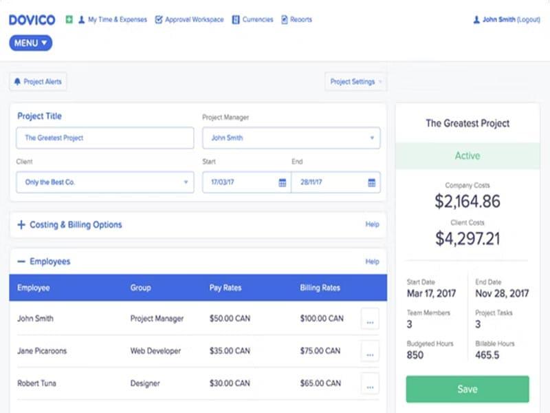 Dovico Software Create project