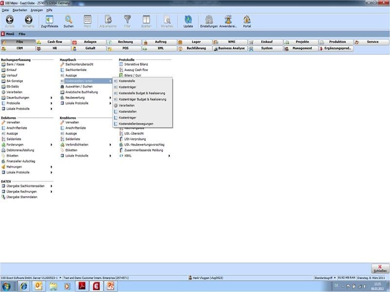 Exact Globe Main Menu