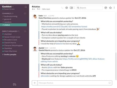 Geekbot track status
