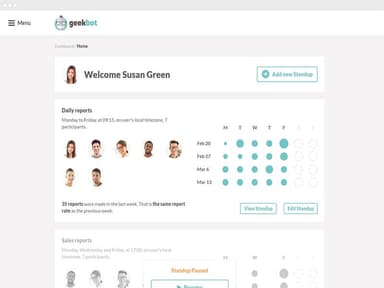Geekbot view daily reports