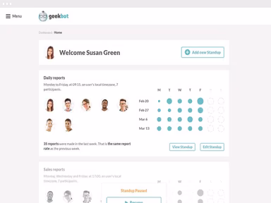 Geekbot view daily reports
