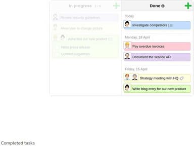 Completed tasks