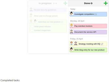 Completed tasks