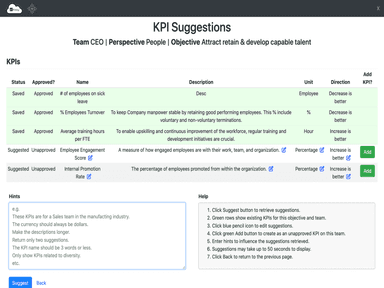 Kippy KPI Suggestions