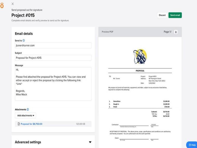 Knowify View for Proposals