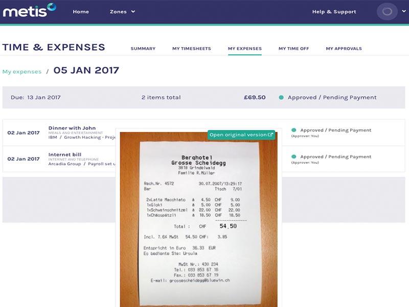 Metis Software- Expense Claim