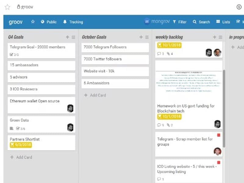 Mongrov Software Task Boards