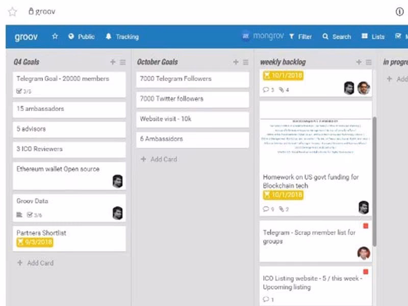 Mongrov Software Task Boards