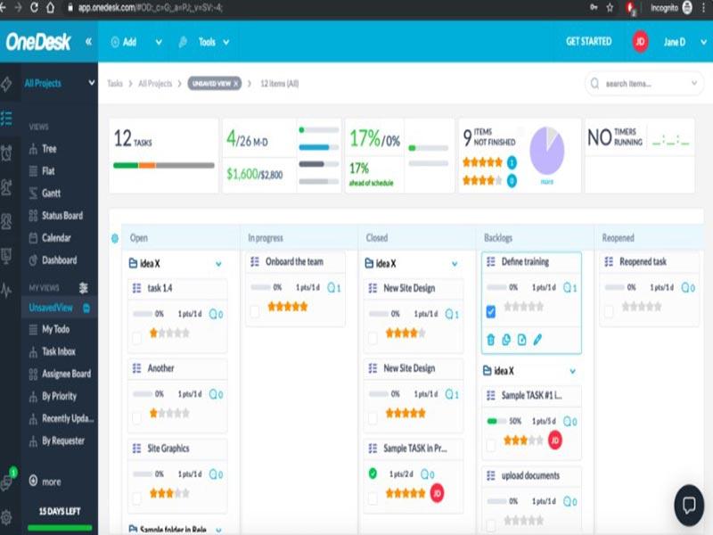 OneDesk Kanban Board - Agile Status Board for tickets and tasks
