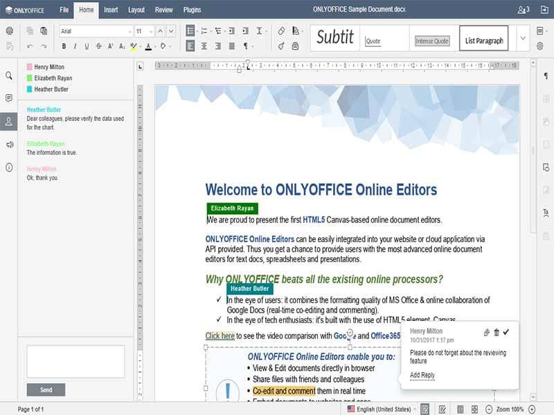 ONLYOFFICE Workspace Collaborative editing