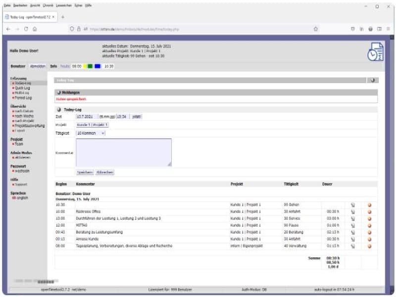 Opentimetool - Time Logs