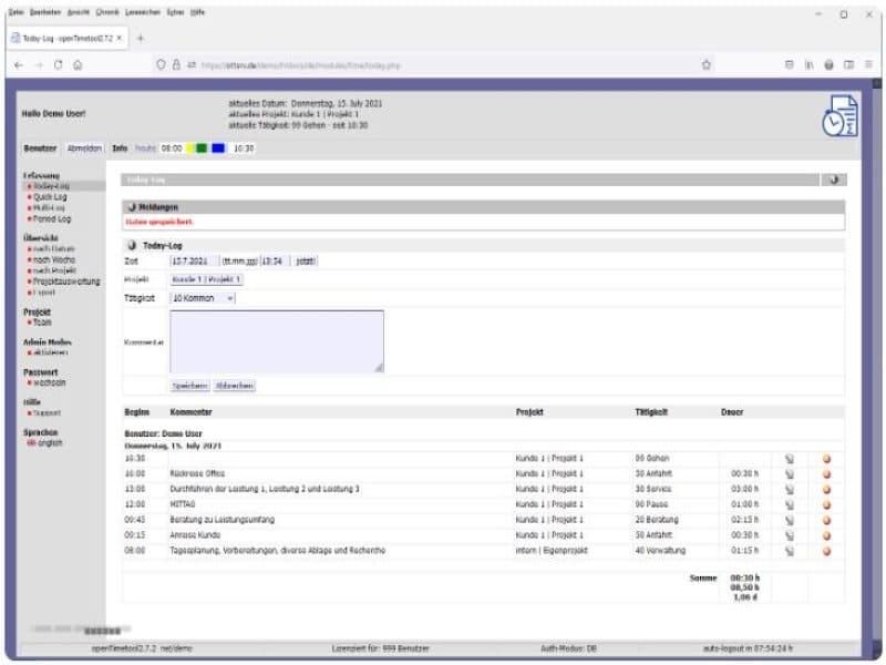 Opentimetool - Time Logs
