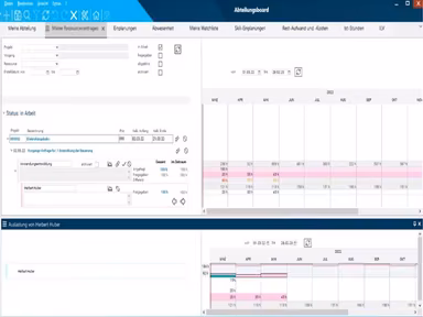 Project dashboard of the PLANTA project web clientn - Planning