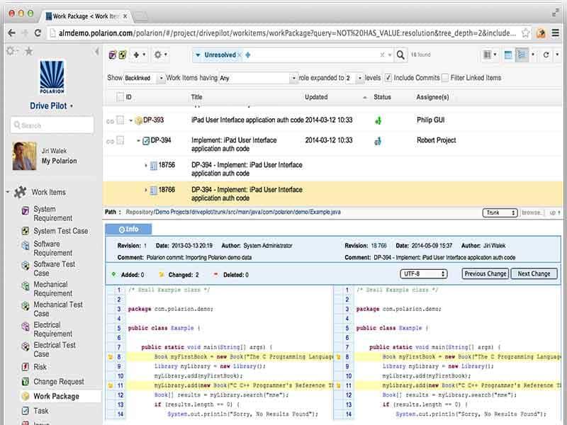 Polarion ALM Change and Configuration Management