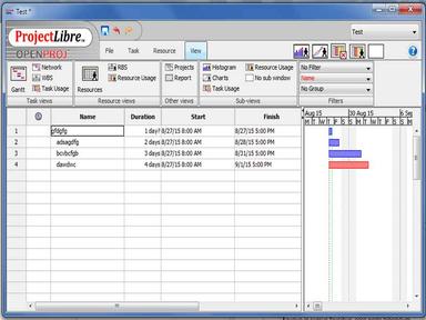 Projectlibre View tab