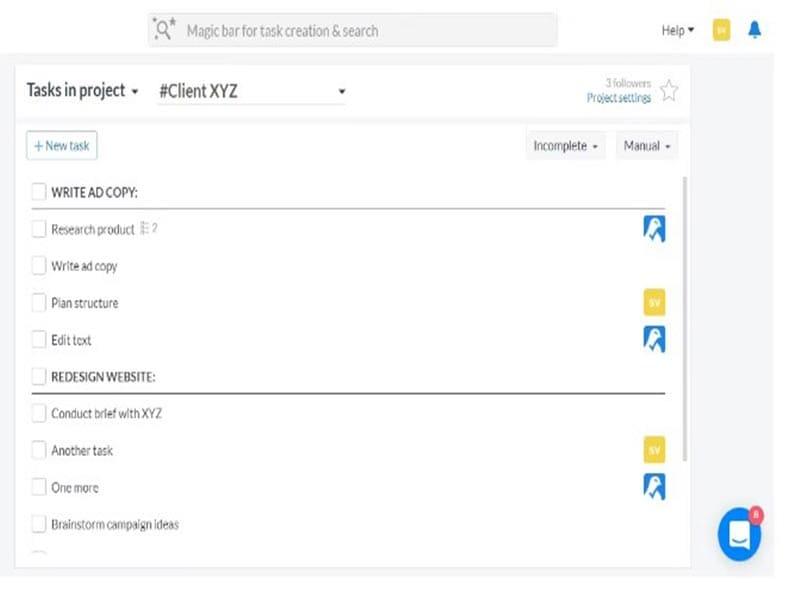 Sendtask Task List