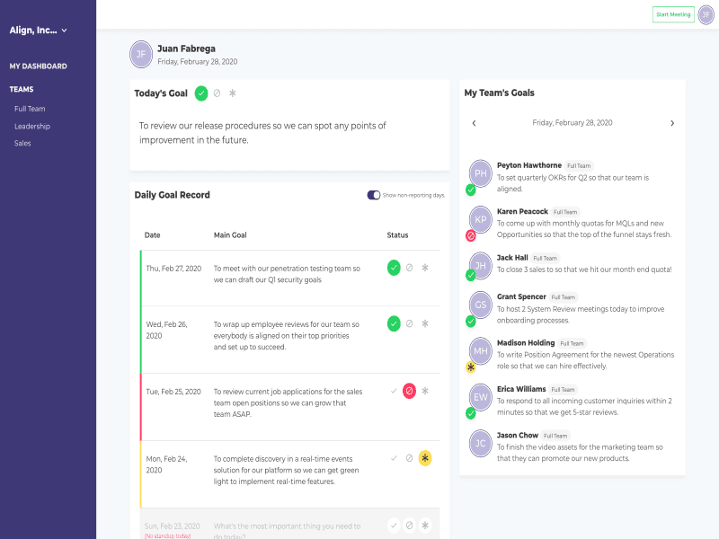 StandupPro dashboard