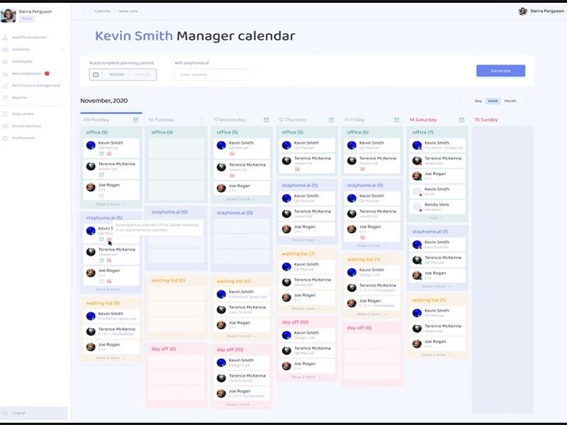 Stayhome.ai Manager Calendar