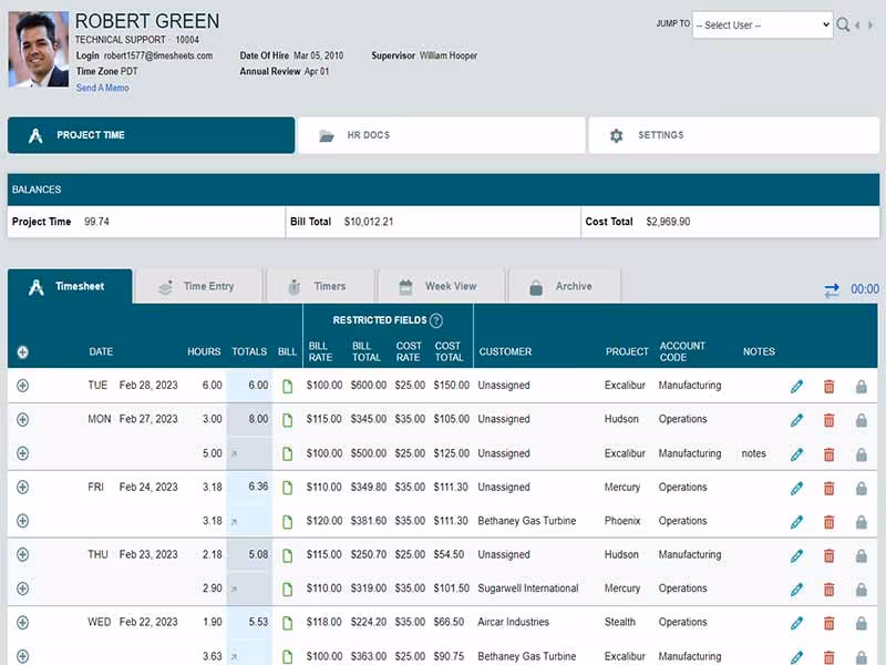 Timesheets.com Project Time