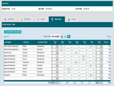 Timesheets.com Weekly View