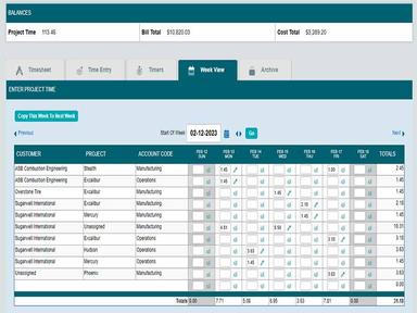 Timesheets.com Weekly View
