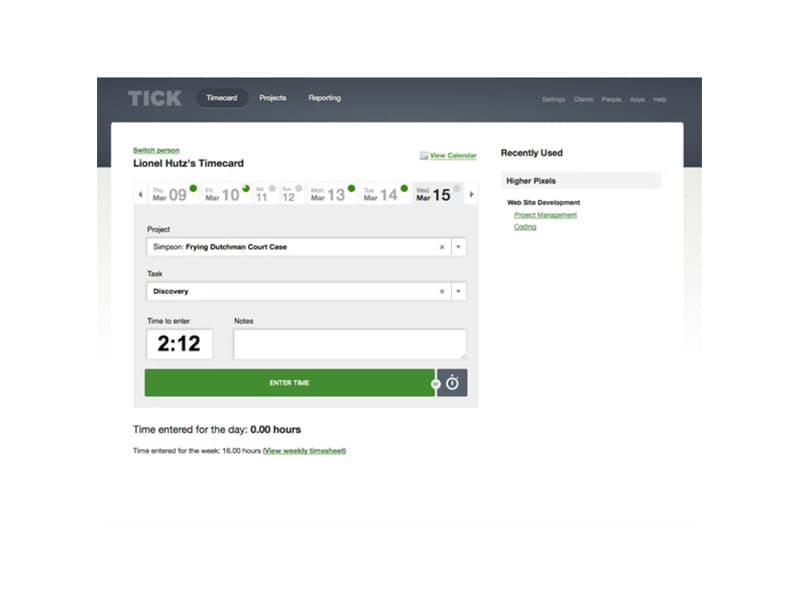 Tick Software Timecard