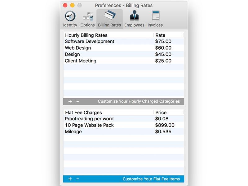 TimeNet Billing Rate Preferences