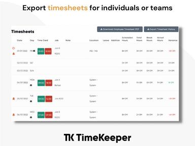 TimeKeeper Exportable Time Sheets