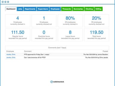 Webtimeclock Dashboard