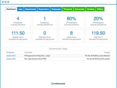 Webtimeclock Dashboard