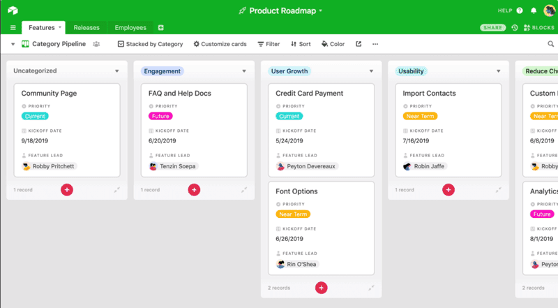 Airtable Software Product RoadMap