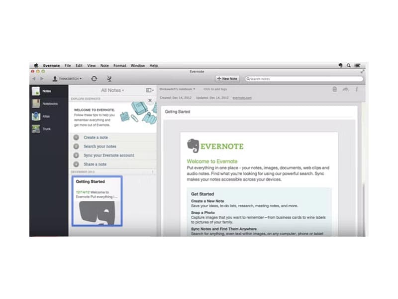 Evernote Teams - Welcome Screen