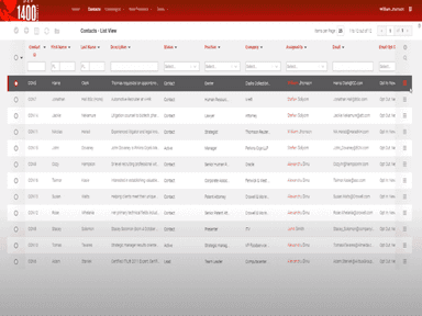 FIREBusinessPlatform Contacts - List View