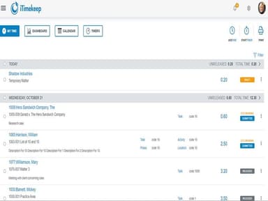 iTimekeep MyTime Dashboard