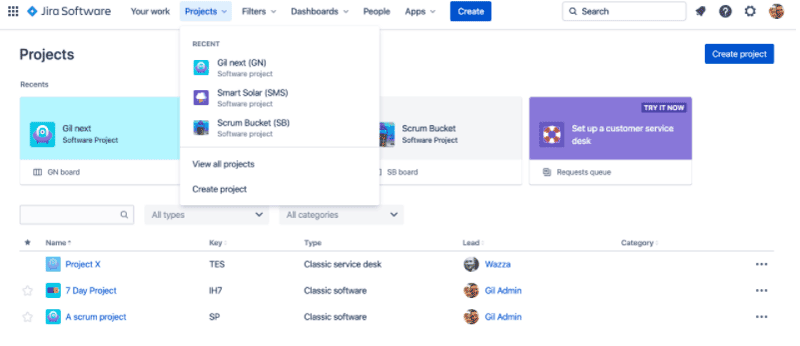Jira projects